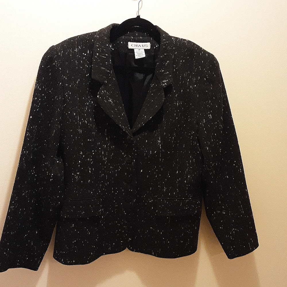 CHAUS  Tweed & Cream Short Blazer  Size:  14